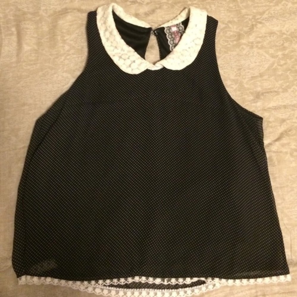 Mauve Mini Polka Dot Top with Peter Pan Collar